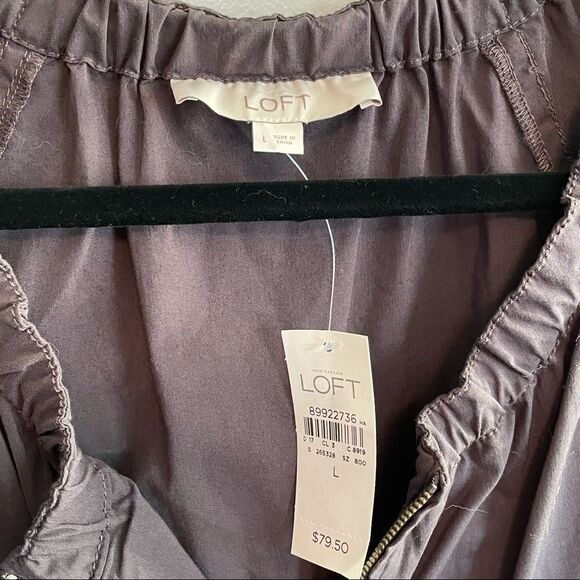 New with tags Loft dark Gray Casual Utility dress with pockets size Large L - Picture 3 of 3